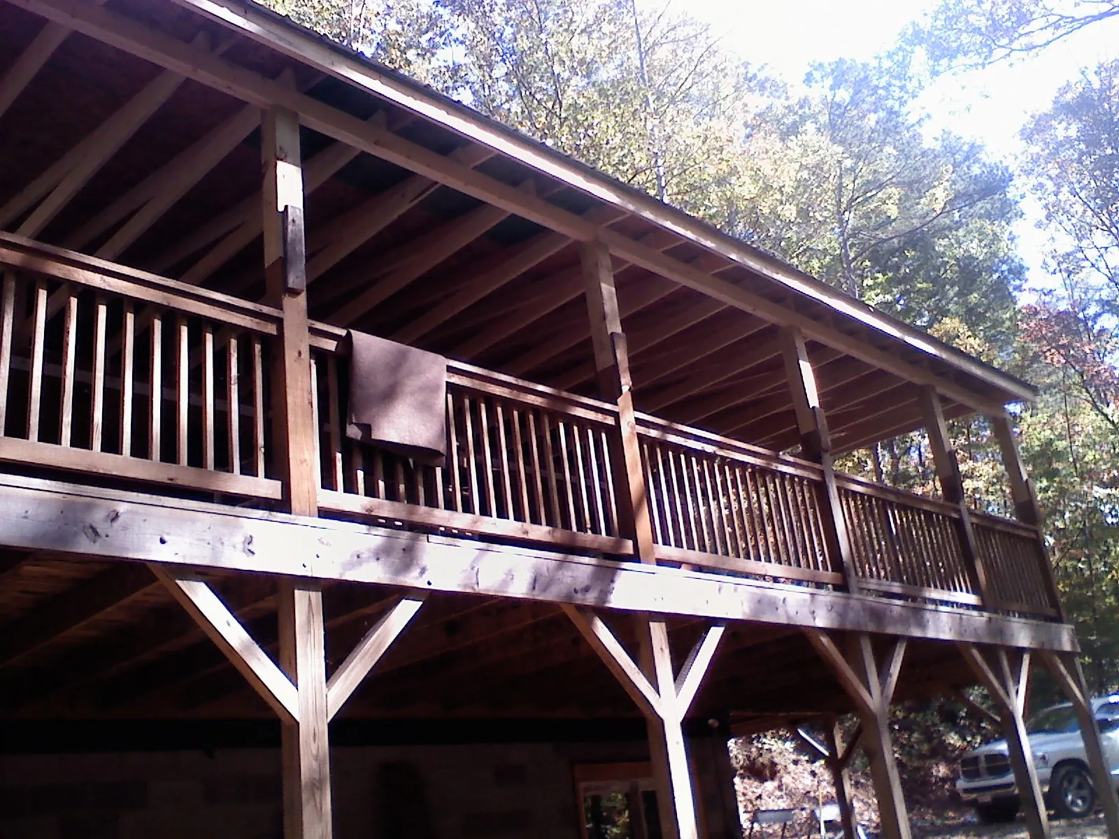 Timber framing under a new elevated porch and deck — Roof Leak Repair in Wyandotte by Roofing Brothers